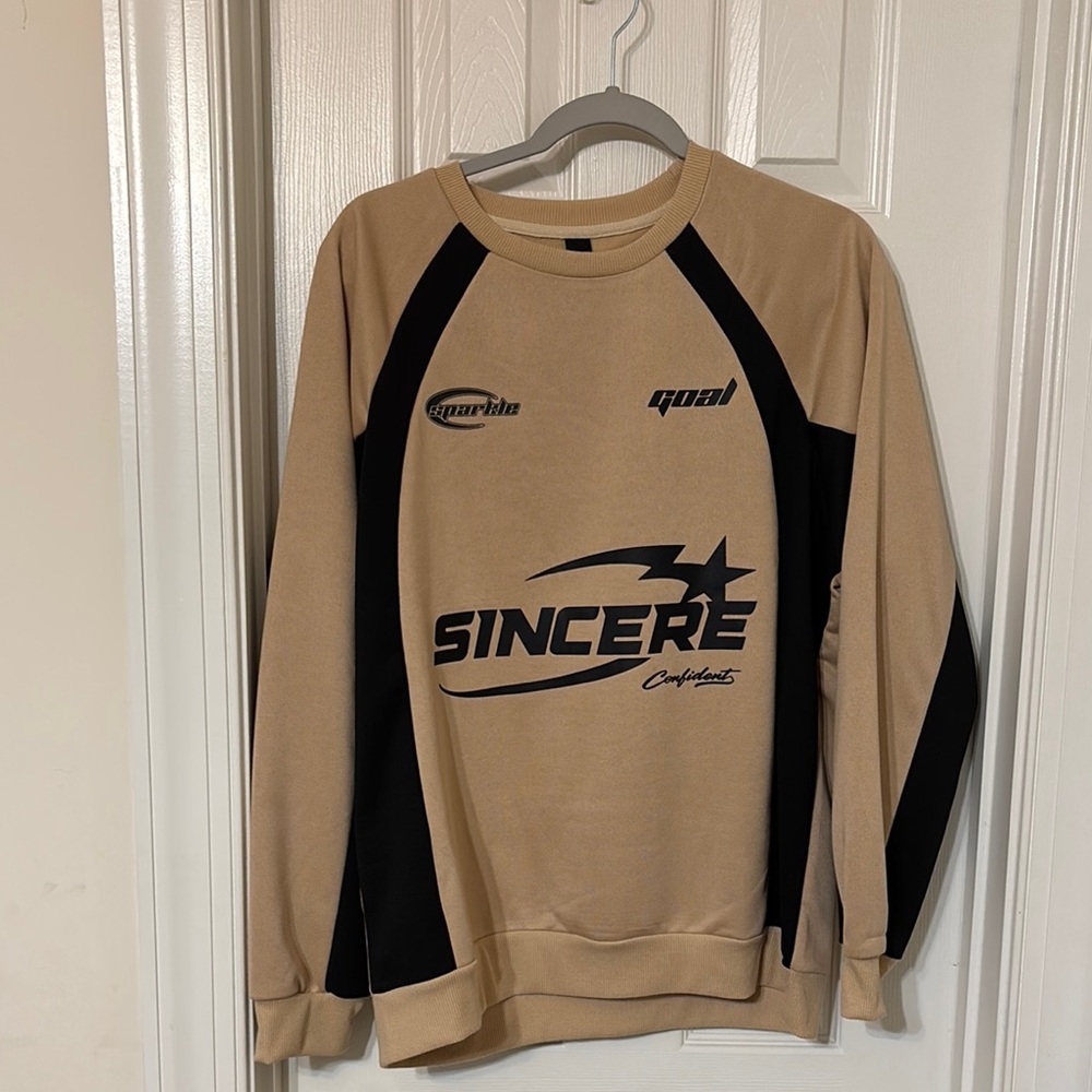Beige and Black Men's Sweater